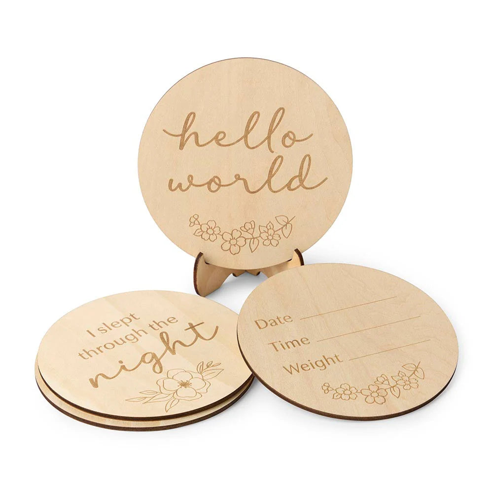 Milestone Cards Wooden- Floral