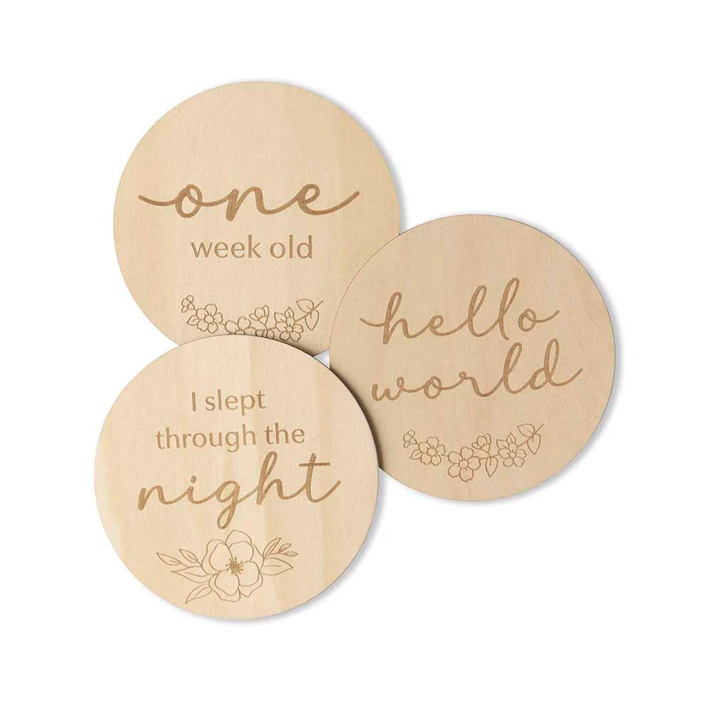 Milestone Cards Wooden- Floral