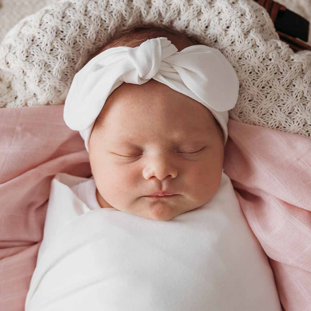 Organic Topknot Headband- Milk