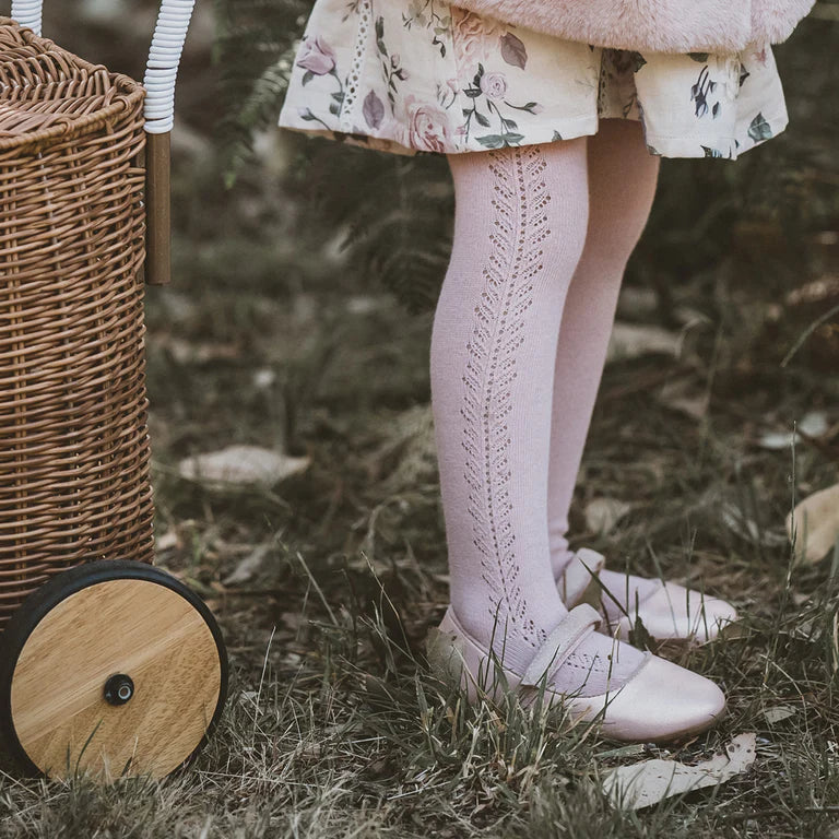 Open Work Tights- Dusty Pink