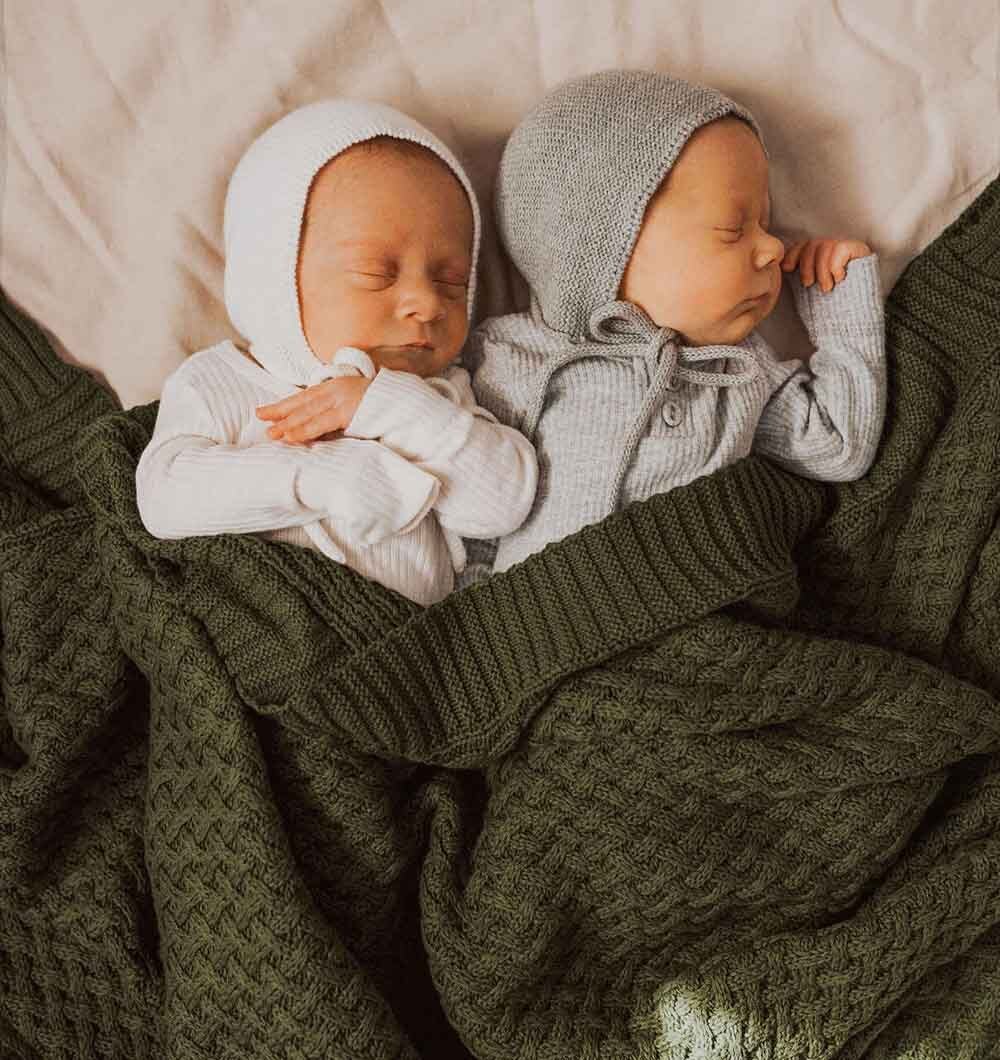 Diamond Knit Organic Baby Blanket- Olive