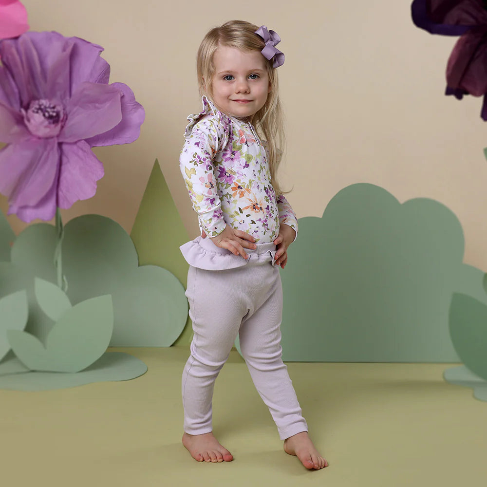 Organic Pants With Frill- Lavender