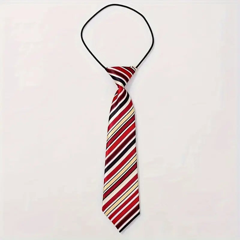 Boys Gentleman Adjustable Tie- Red Multi Stripe
