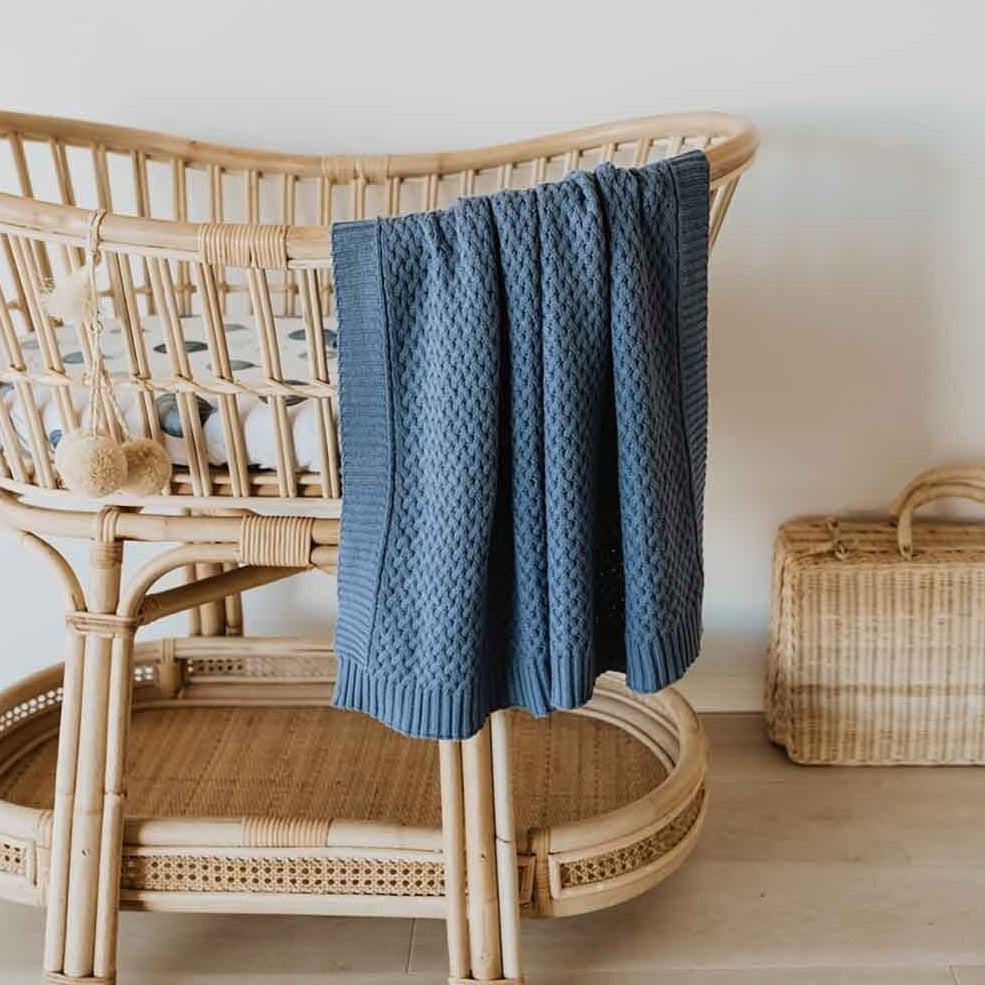 Diamond Knit Organic Baby Blanket- River