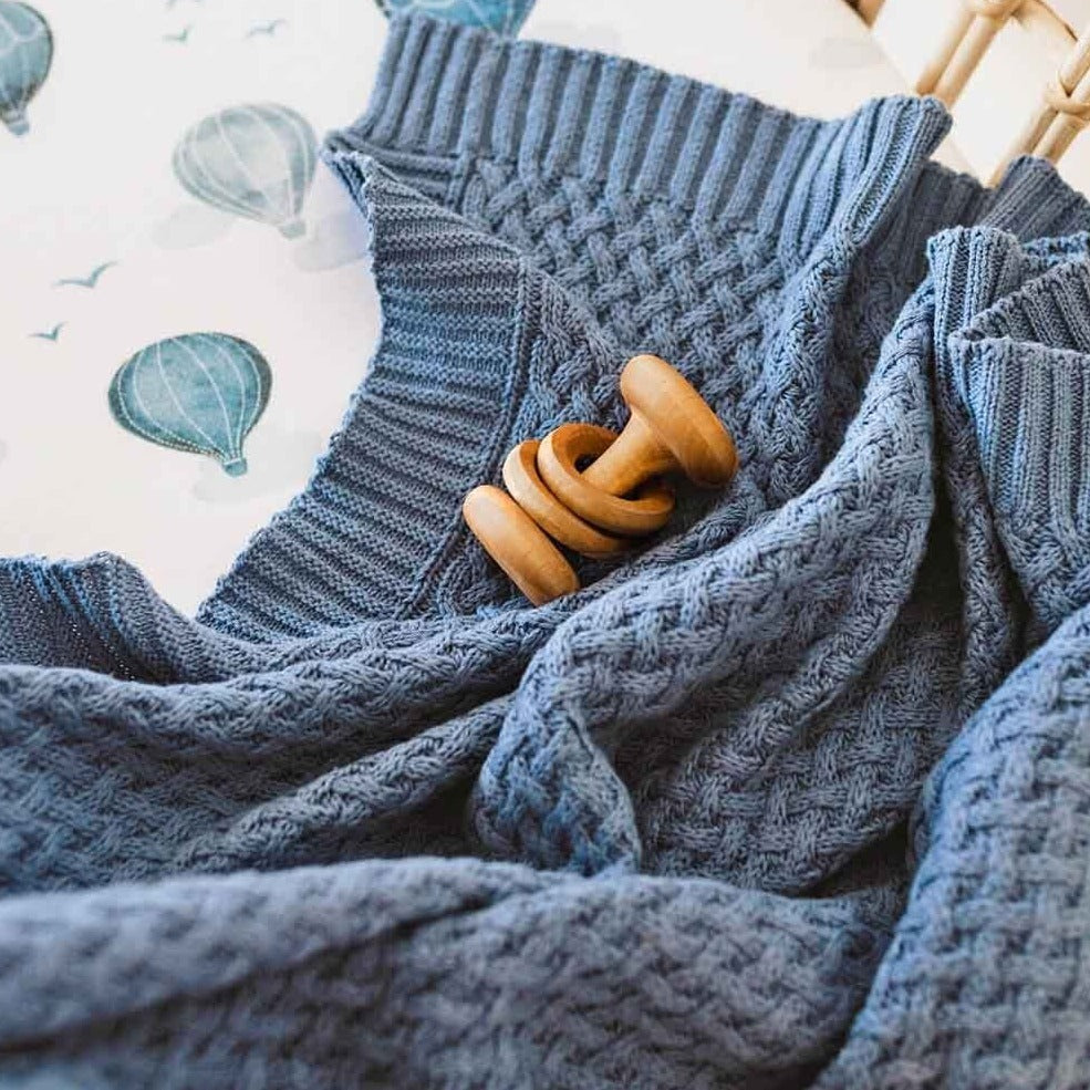 Diamond Knit Organic Baby Blanket- River