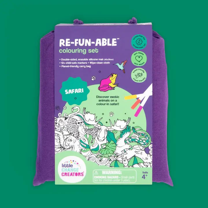 Re-Fun-Able Reusable Colouring + Doodle Mat- Safari