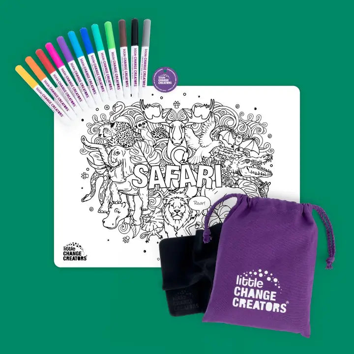 Re-Fun-Able Reusable Colouring + Doodle Mat- Safari