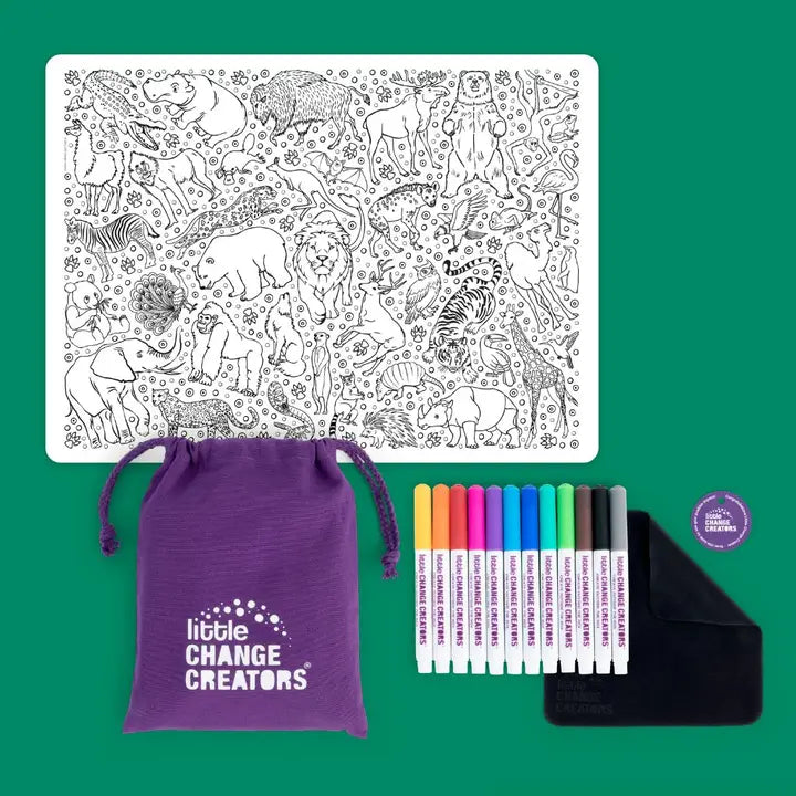 Re-Fun-Able Reusable Colouring + Doodle Mat- Safari