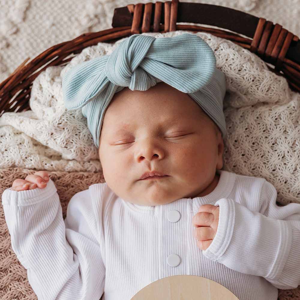 Ribbed Organic Topknot Headband- Sage