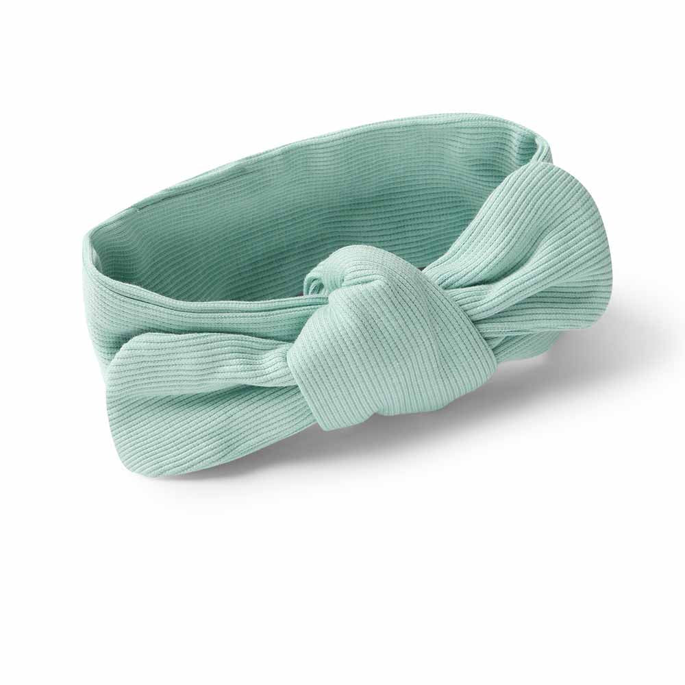 Ribbed Organic Topknot Headband- Sage