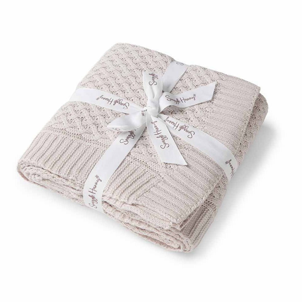 Diamond Knit Organic Baby Blanket- Warm Grey