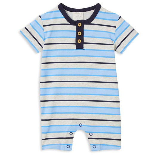 Blue Stripe Henley Romper