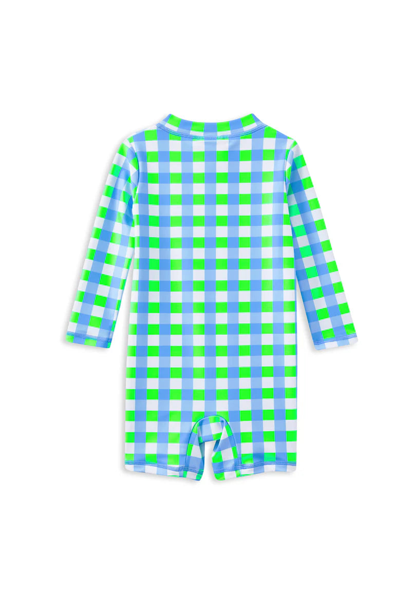 Check Long Sleeve Swimsuit