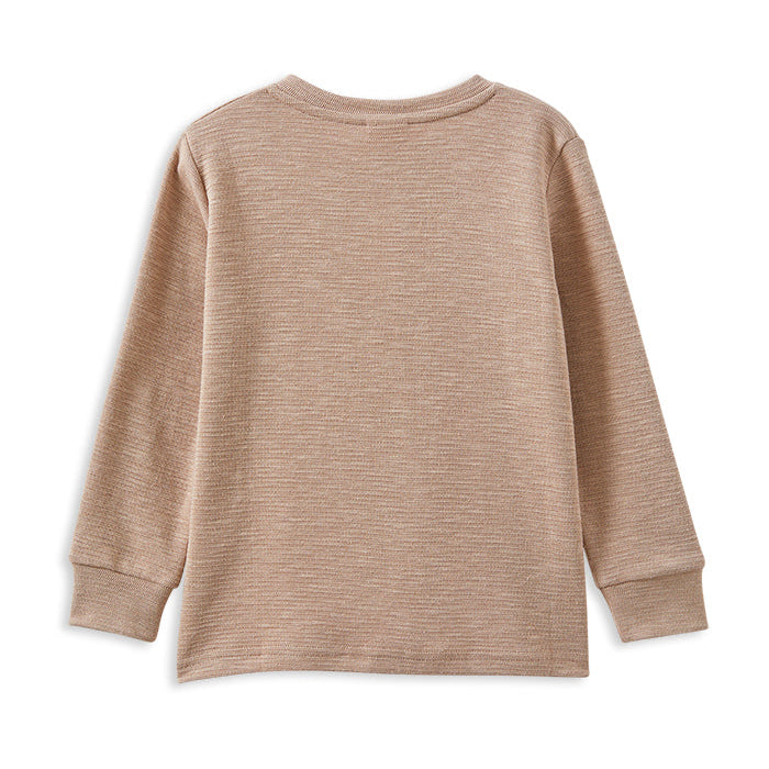 Mocha Henley Long Sleeve Top