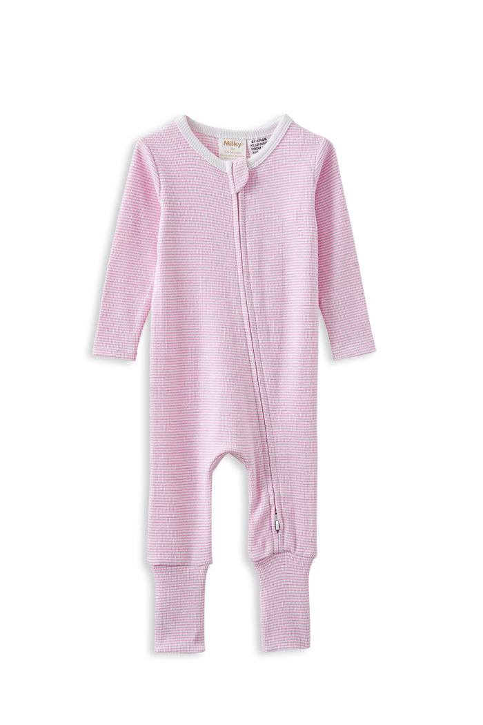 Pink Stripe Zip Romper