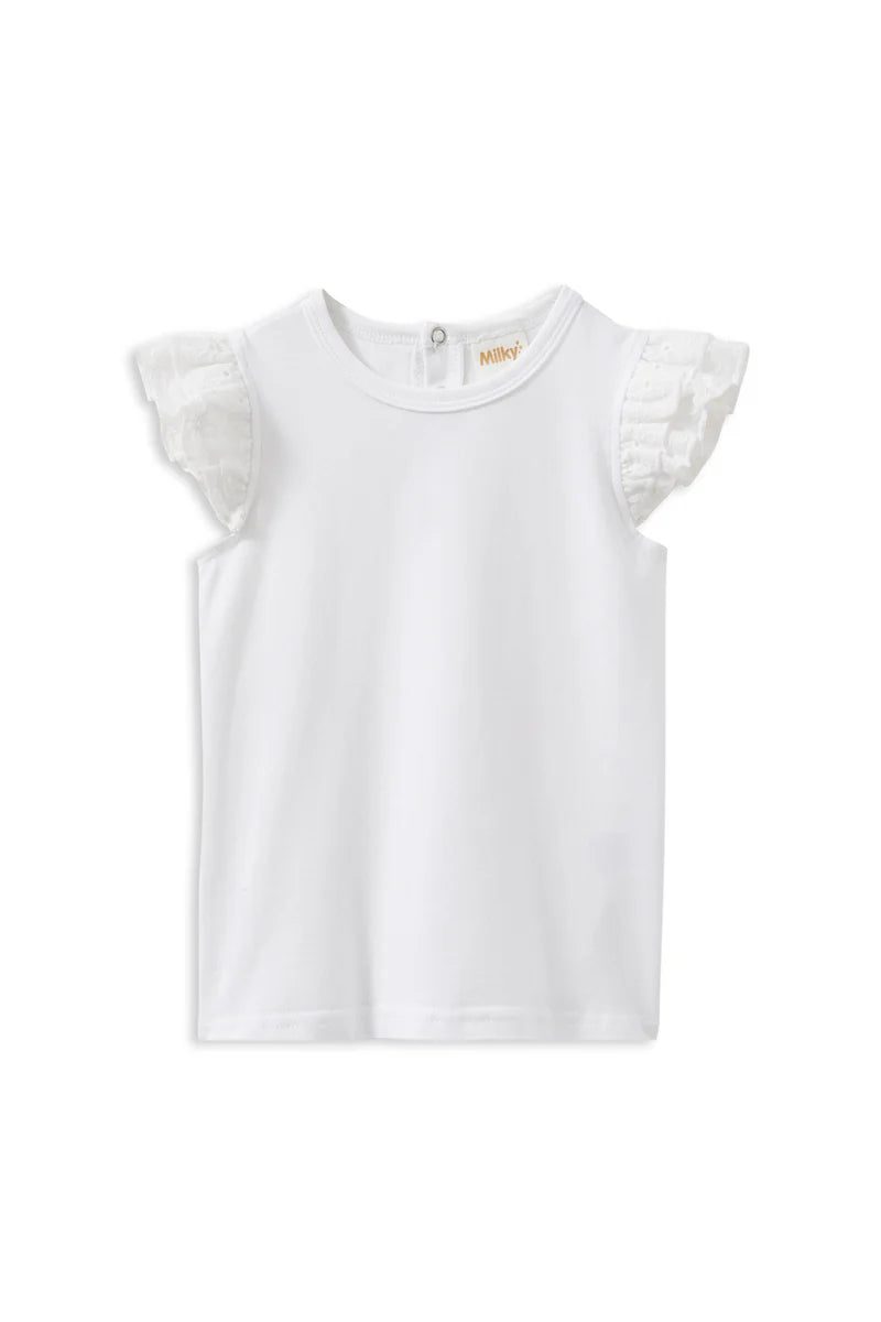 White Broderie Frill Tee