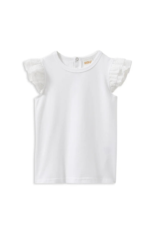 White Broderie Frill Tee