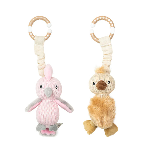 Stroller Toys 2 Pack- Galah & Emu