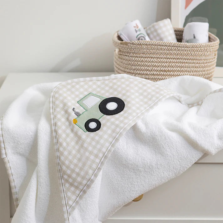 Organic Hooded Towel- Tractor Ride