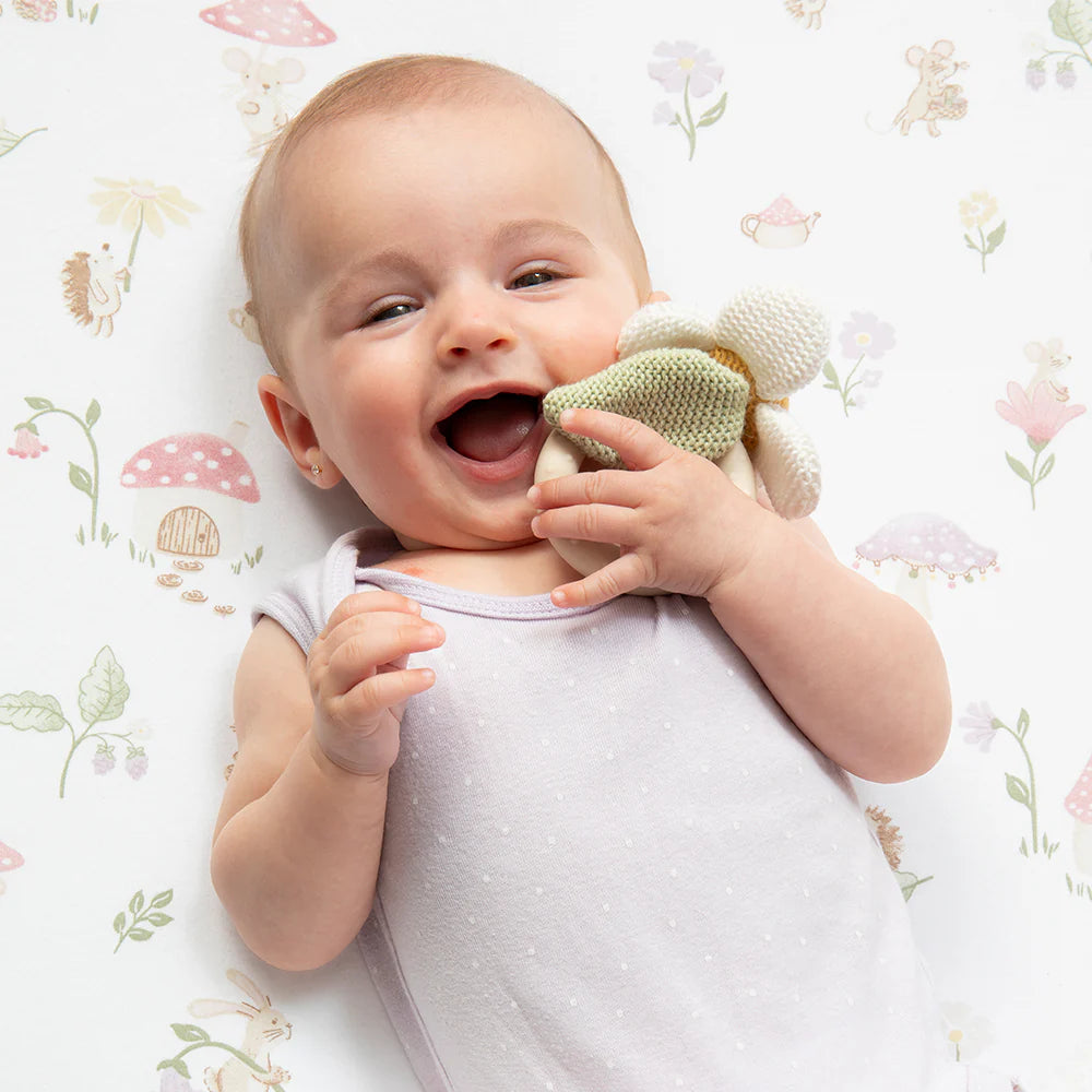 Teething Ring Rattle- Daisy Whimsical Wonderland