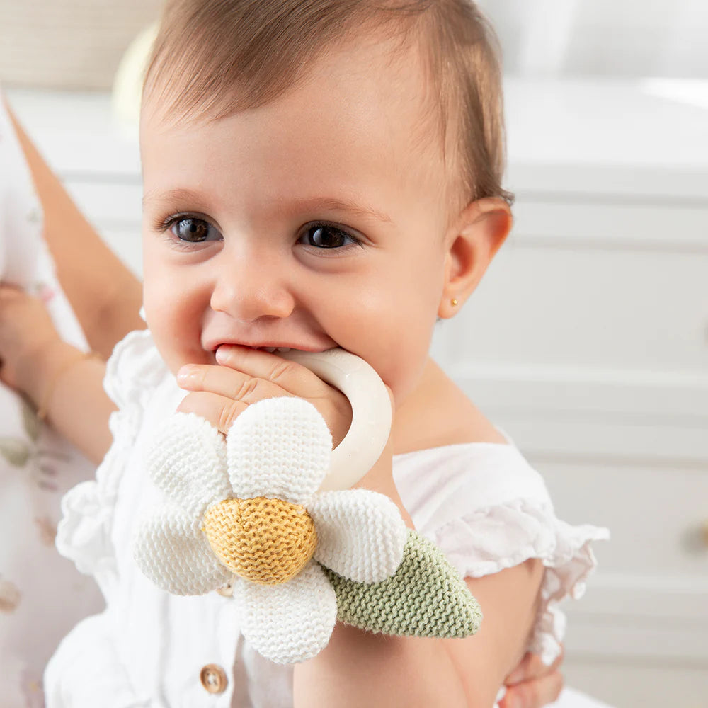 Teething Ring Rattle- Daisy Whimsical Wonderland