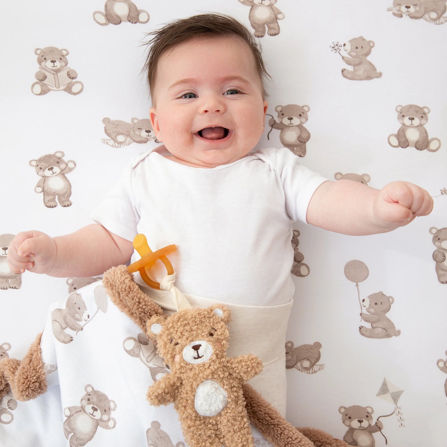 Teething Ring & Dummy Chain Gift Set- Cuddly Bear