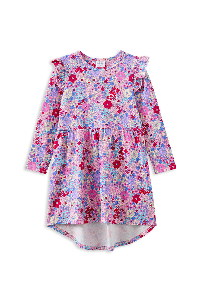 Lilac Bloom Long Sleeve Hi Lo Dress