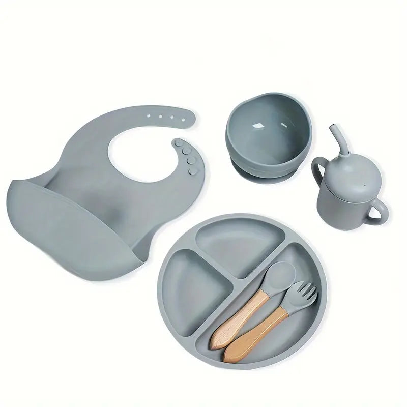 6pc Silicone Feeding Set- Blue
