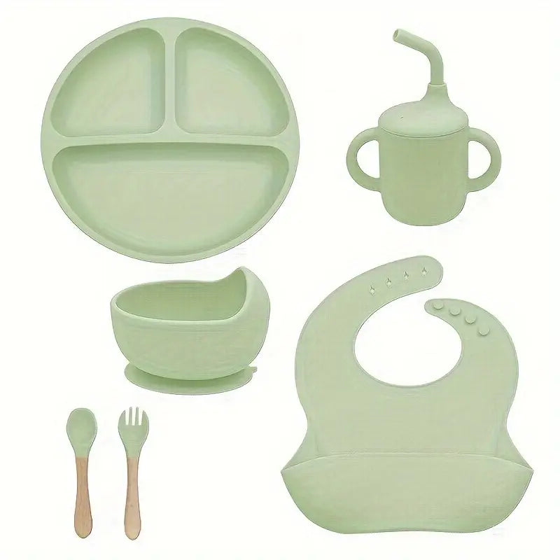 6pc Silicone Feeding Set- Green