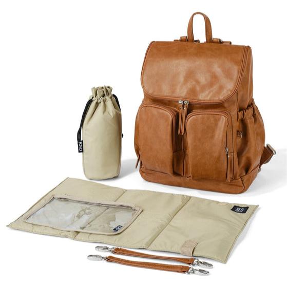 Signature Nappy Backpack - Tan Vegan Leather