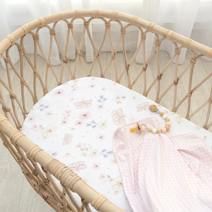 2 Pack Bassinet Fitted Sheets- Butterfly Garden