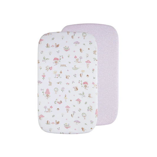 2 Pack Organic Bassinet Fitted Sheets- Whimsical Wonderland