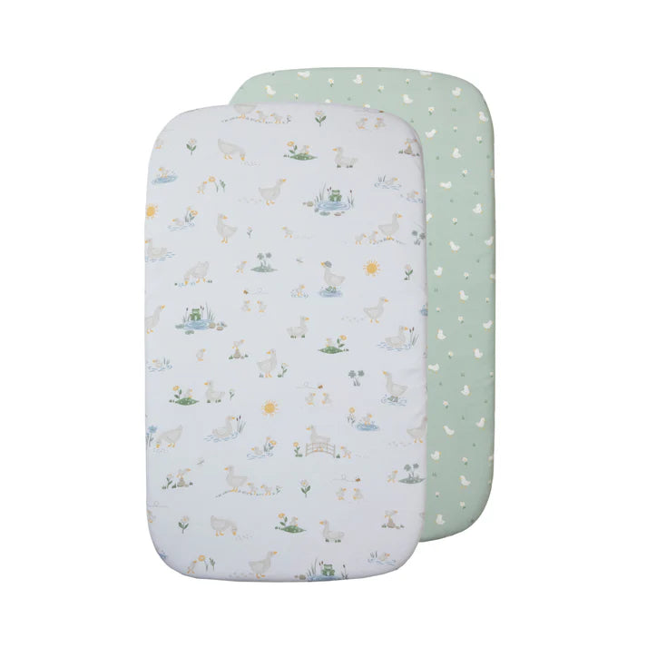2 Pack Organic Jersey Bedside Sleeper Fitted Sheets- Goosey Goosey