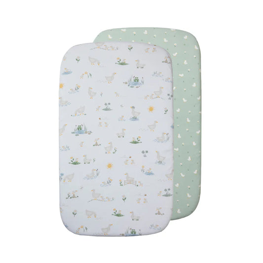2 Pack Organic Jersey Bedside Sleeper Fitted Sheets- Goosey Goosey