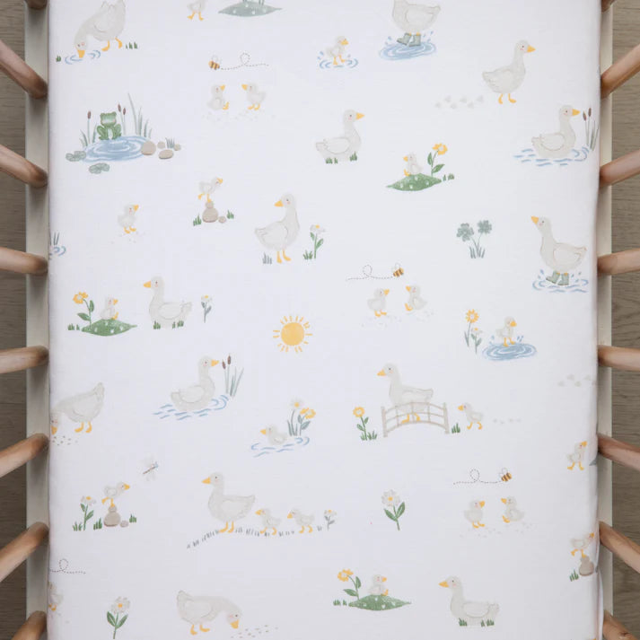 2 Pack Organic Jersey Bedside Sleeper Fitted Sheets- Goosey Goosey