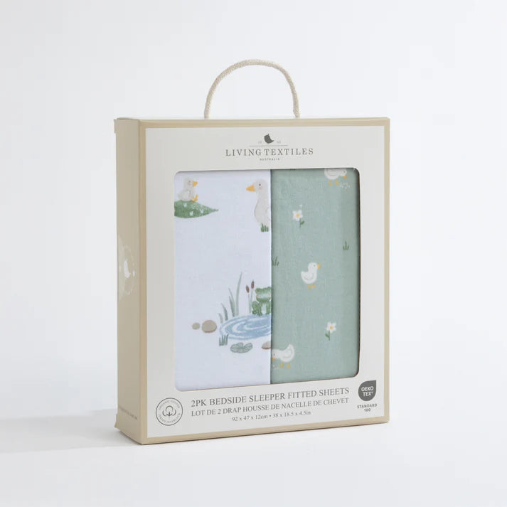 2 Pack Organic Jersey Bedside Sleeper Fitted Sheets- Goosey Goosey
