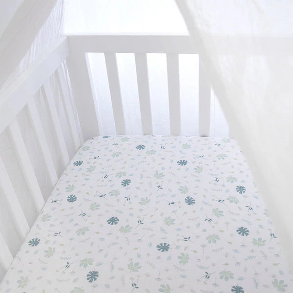 Organic Muslin 2pk Cot Fitted Sheet- Banana Leaf/Teal