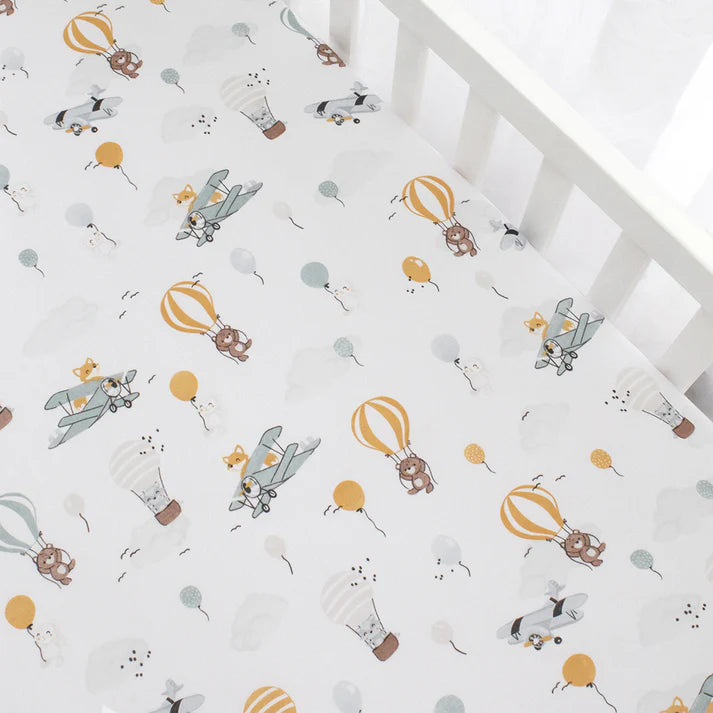 2pck Cot Fitted Sheets- Up Up & Away