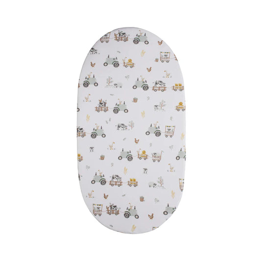 1 Pack Organic Jersey Bedside Sleeper Fitted Sheets- Tractor Ride