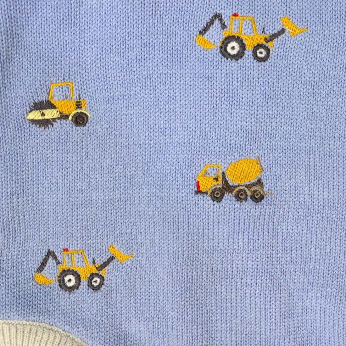 Trucks and Diggers Embroidered Knit Sunsuit Blue