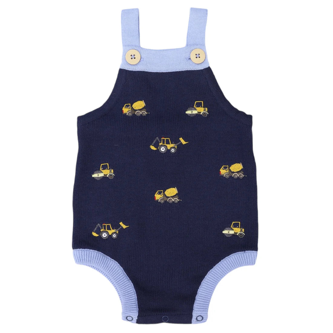 Trucks and Diggers Embroidered Knit Sunsuit Navy