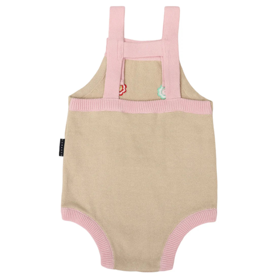 Flower Embroidered Knit Sunsuit Cloud