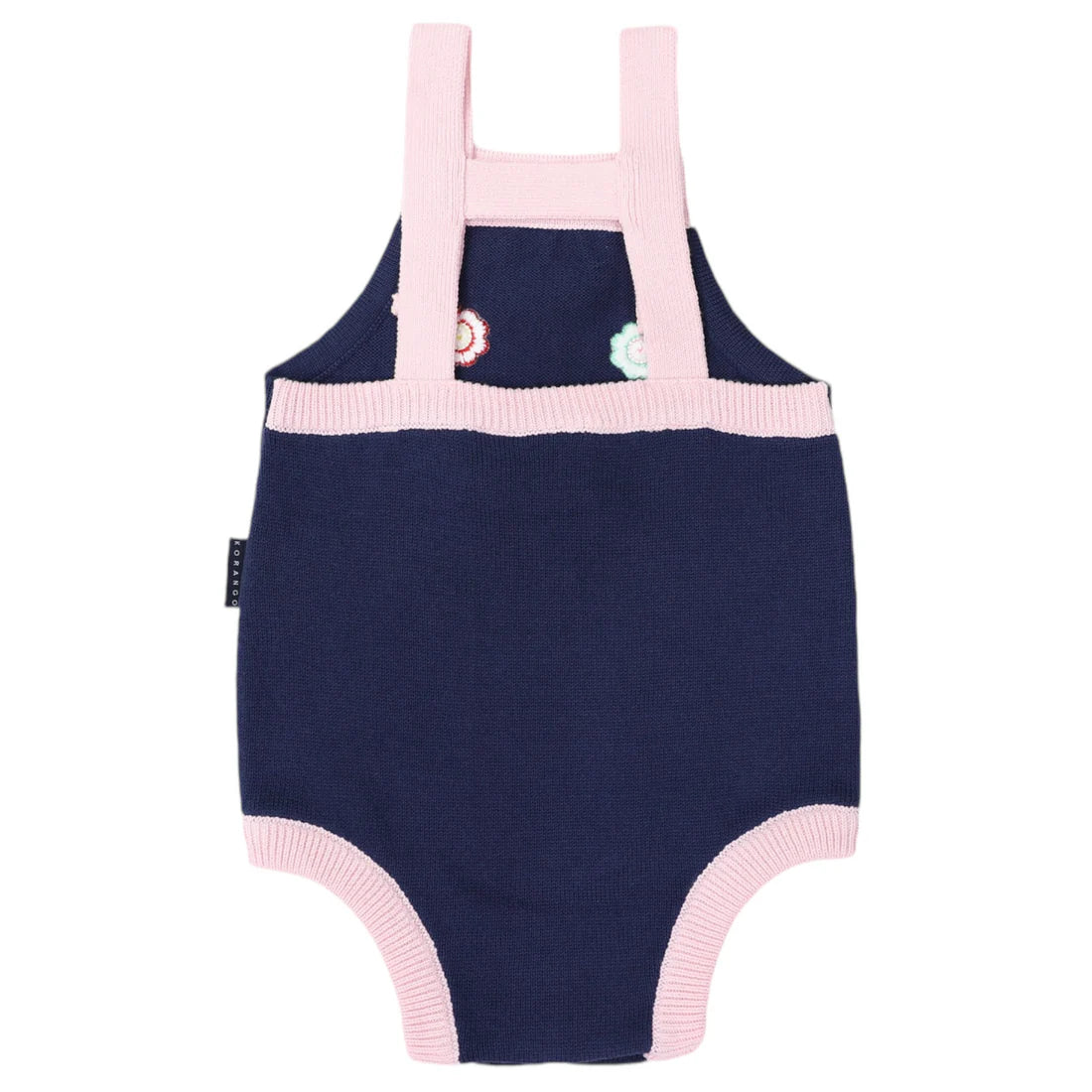 Flower Embroidered Knit Sunsuit Navy