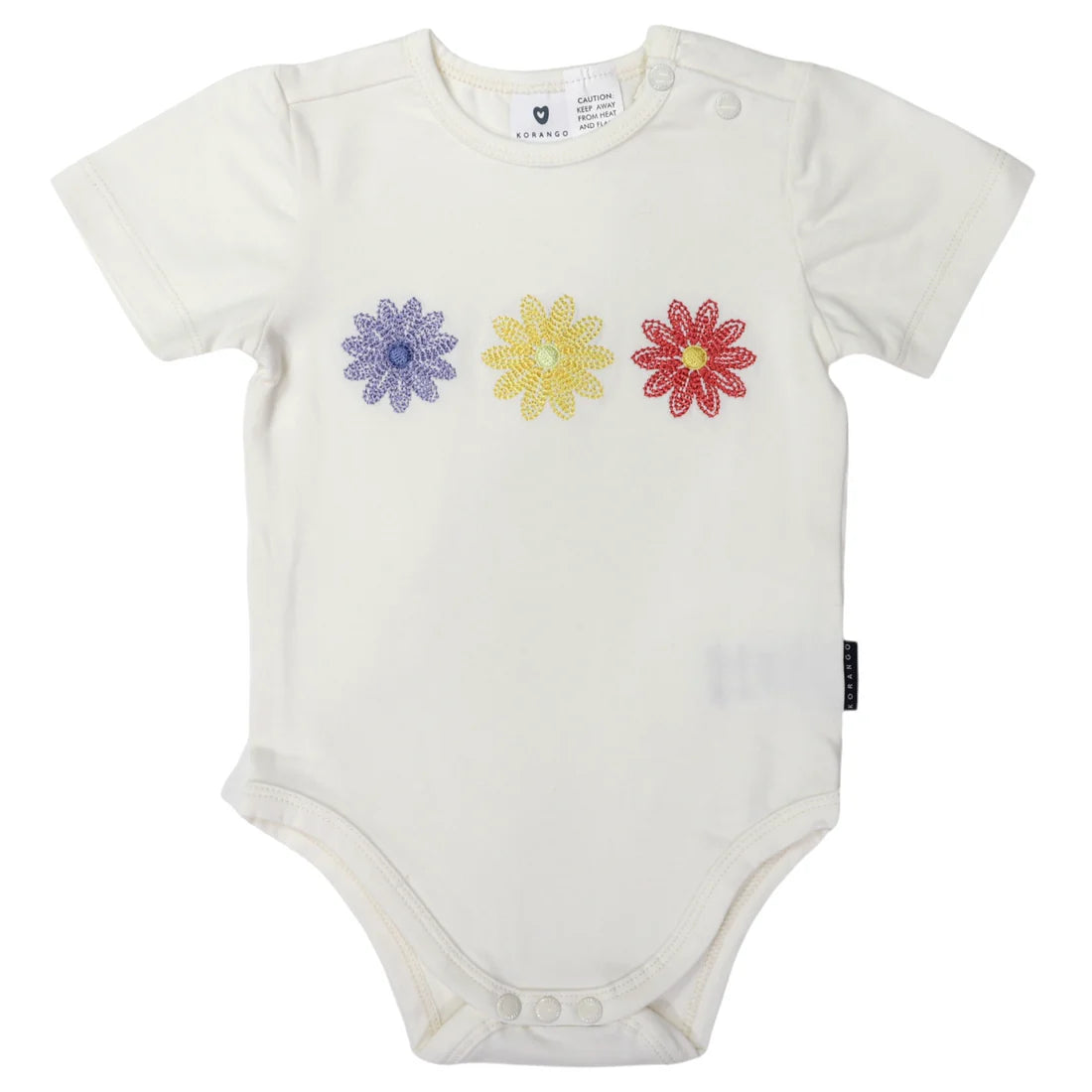 Flower Appliqued Bodysuit Cloud