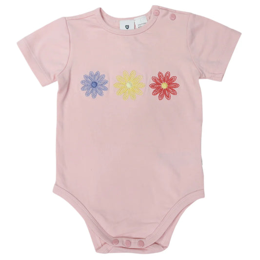 Flower Appliqued Bodysuit Pink