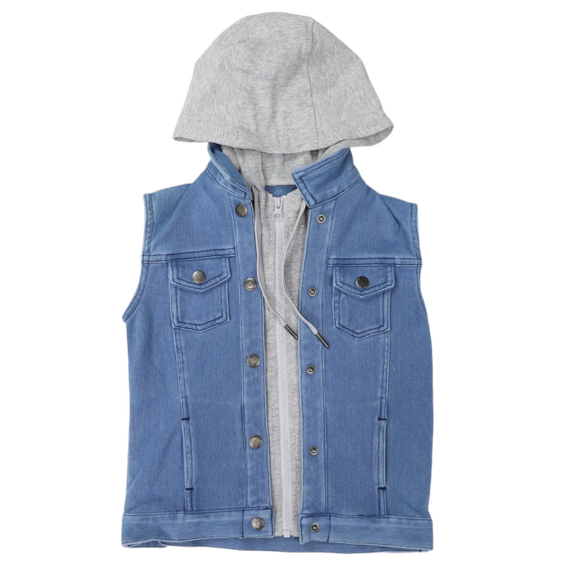 Denim Vest with Hood Light Wash