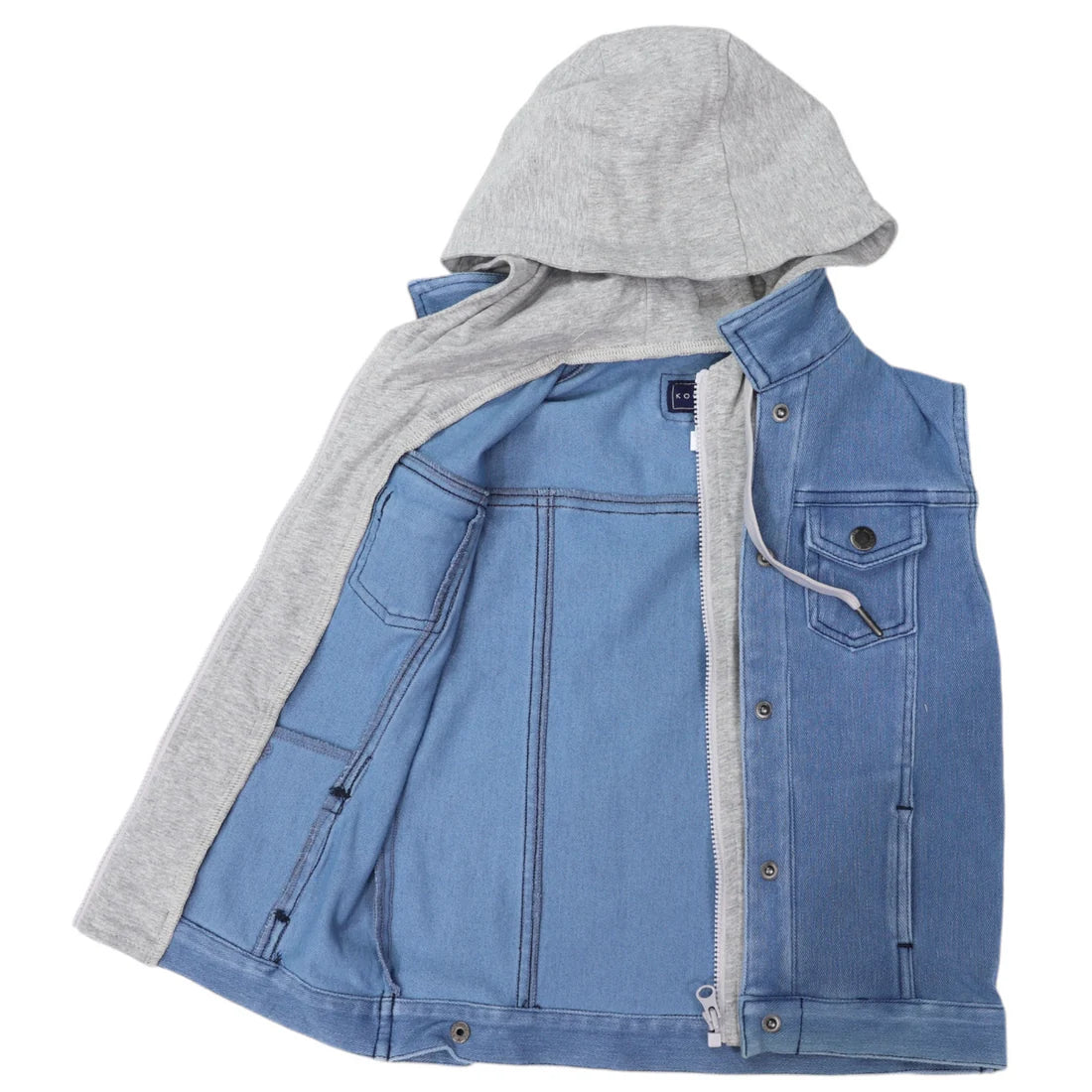 Denim Vest with Hood Light Wash