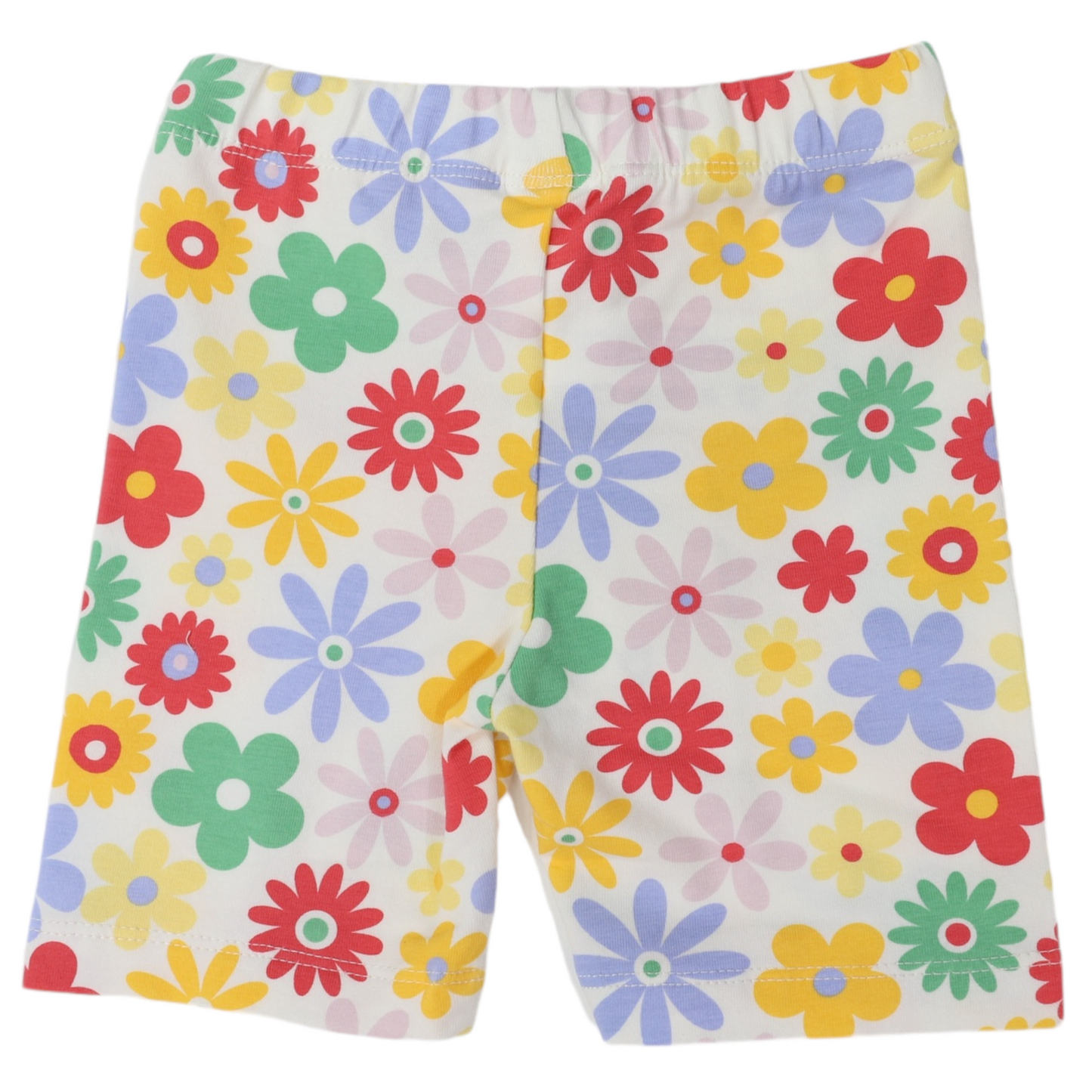 Flower Print Cotton Bike Shorts- Cloud