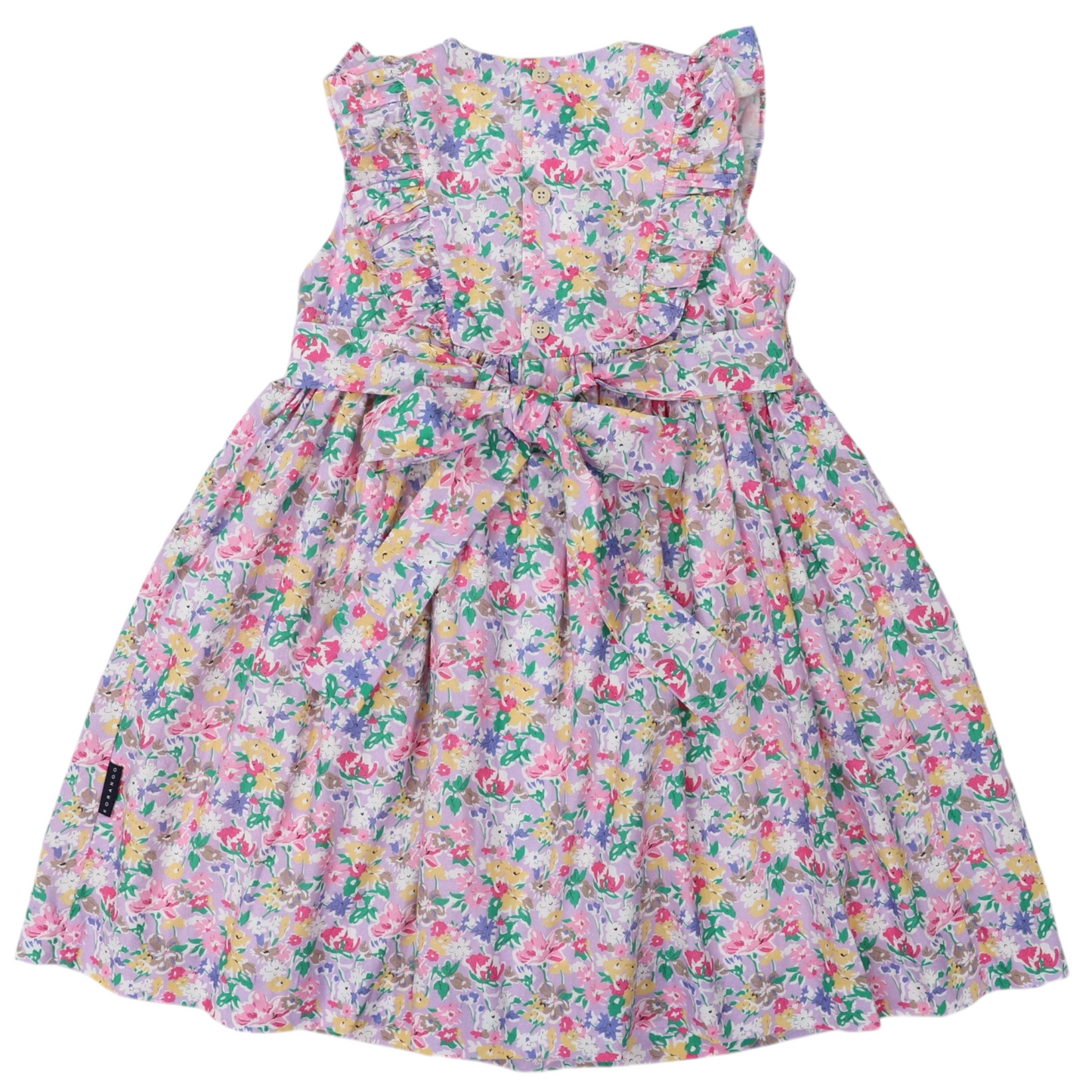 Hand Smocked Floral Dress With Frill- Dark Floral