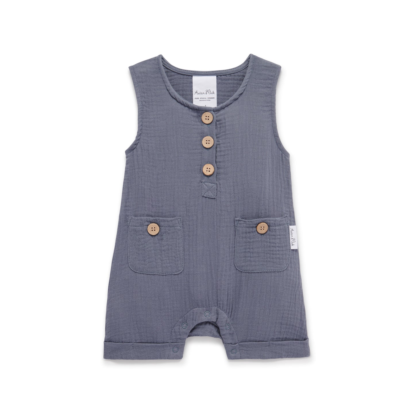 Flint Blue Muslin Romper